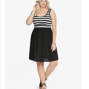 Black and white striped tank dress